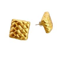 Ottone stallone orecchino, Quadrato, laccato oro 18K, per la donna, 16.50mm, Venduto da coppia