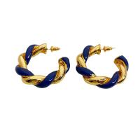 Pendientes de Perno en Latón, metal, chapado en oro de 18 K, para mujer & esmalte, más colores para la opción, 33.20mm, Vendido por Par