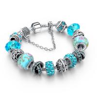 Bracelet European , alliage de zinc, avec cristal & chalumeau, Placage, longueur différente pour le choix & pour femme & avec strass, plus de couleurs à choisir, Vendu par PC