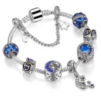 Bracciale European, lega in zinco, with cristallo, placcato, lunghezza differente per scelta & per la donna & smalto & con strass, blu, Venduto da PC