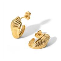 Roestvrij staal Stud Earrings, mode sieraden & voor vrouw, gouden, 10x20mm, Verkocht door pair