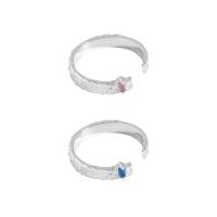 Sterling Silver Jewelry Finger Ring, 925 argento sterlina, placcato platino, Stile coreano & regolabile & Micro spianare cubic zirconia & per la donna, nessuno, 5.05mm, Misura:6, Venduto da PC