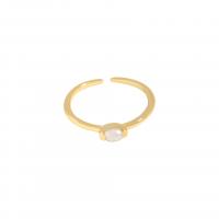 Anillo de Plata Esterlina, plata de ley 925, con Shell Pearl, 18K chapado en oro, Estilo coreano & ajustable & para mujer, 3.76mm, tamaño:6, Vendido por UD