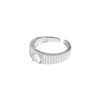 Sterling Silver Jewelry Finger Ring, 925 argento sterlina, Motivo geometrico, placcato, Stile coreano & regolabile & Micro spianare cubic zirconia & per la donna, nessuno, 21.03x5.50mm, Misura:6, Venduto da PC