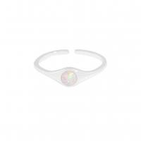 Sterling Silver Jewelry Finger Ring, 925 Sterling Silver, le Opal, platanam plátáilte, stíl Cóiréis & inchoigeartaithe & do bhean, 5.24mm, Díolta De réir PC