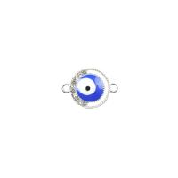 Pendentifs mauvais oeil, alliage de zinc, Mauvais œil, Placage de couleur platine, DIY & motif de mauvais œil & émail & double trou & creux, protéger l'environnement, sans nickel, plomb et cadmium, 18x13mm, Vendu par PC