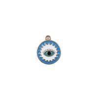 Evil Eye Pendants Zinc Alloy Flat Round gold color plated DIY & evil eye pattern & enamel nickel lead & cadmium free Sold By PC