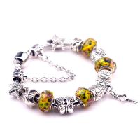 Bracelet European , alliage de zinc, avec cristal, Placage, normes différentes pour le choix & pour femme, Jaune, 3PC/lot, Vendu par lot