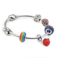 Bracelet European , Perle en alliage de zinc, avec chaîne en laiton & cristal & chalumeau, Placage, Réglable & pour femme, multicolore, 3PC/lot, Vendu par lot