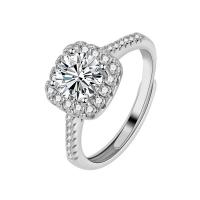 Kubieke Circonia Micro Pave Brass Ring, Messing, met Moissanite, platinum plated, Verstelbare & micro pave zirconia & voor vrouw, Verkocht door PC