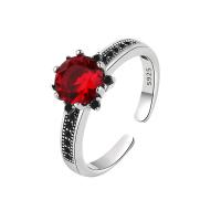 Kubieke Circonia Micro Pave Brass Ring, Messing, plated, Verstelbare & micro pave zirconia & voor vrouw, rood, Verkocht door PC