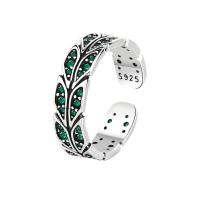 Kubieke Circonia Micro Pave Brass Ring, Messing, plated, Verstelbare & micro pave zirconia & voor vrouw, zilver, Verkocht door PC