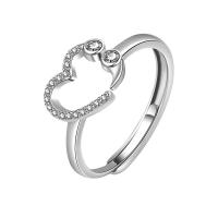 Kubisk Circonia Micro bane messing Ring, Heart, platin farve forgyldt, Justerbar & Micro Pave cubic zirconia & for kvinde & hule, flere farver til valg, Solgt af PC