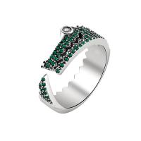 Kubieke Circonia Micro Pave Brass Ring, Messing, platinum plated, Verstelbare & micro pave zirconia & voor vrouw, groen, Verkocht door PC