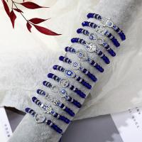 Evil Eye sieraden Armband, Zinc Alloy, met Kristal, 12 stuks & Verstelbare & mode sieraden & uniseks & met strass, blauw, nikkel, lood en cadmium vrij, Lengte Ca 7.09 inch, Verkocht door Stel