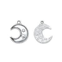 Zinc alliage Moon pendentifs, alliage de zinc, lune, Plaqué de couleur d'argent, DIY, argent, protéger l'environnement, sans nickel, plomb et cadmium, 15x12x1.20mm, Environ 100PC/sac, Vendu par sac