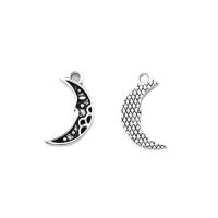 Zinc alliage Moon pendentifs, alliage de zinc, lune, Plaqué de couleur d'argent, DIY, argent, protéger l'environnement, sans nickel, plomb et cadmium, 9x17x1.50mm, Environ 100PC/sac, Vendu par sac