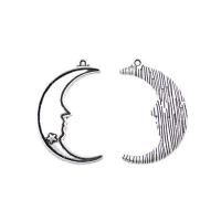 Zinc alliage Moon pendentifs, alliage de zinc, lune, Plaqué de couleur d'argent, DIY, argent, protéger l'environnement, sans nickel, plomb et cadmium, 20x32x1.20mm, Environ 100PC/sac, Vendu par sac