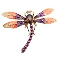 Crystal broche, Zinc Alloy, met Kristal, Dragonfly, gold plated, voor vrouw & glazuur, meer kleuren voor de keuze, nikkel, lood en cadmium vrij, 51x38mm, Verkocht door PC