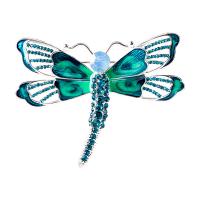 Glazuur broche, Zinc Alloy, Dragonfly, silver plated, voor vrouw & met strass, meer kleuren voor de keuze, nikkel, lood en cadmium vrij, 65x50mm, Verkocht door PC