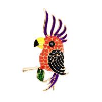 Broche émail, alliage de zinc, perroquetperruche, Placage de couleur d'or, pour femme, multicolore, protéger l'environnement, sans nickel, plomb et cadmium, 29x49mm, Vendu par PC