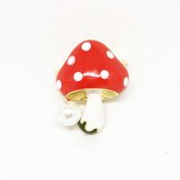 Broche émail, alliage de zinc, avec perle de plastique, champignon, Placage de couleur d'or, unisexe, plus de couleurs à choisir, protéger l'environnement, sans nickel, plomb et cadmium, 23x30mm, Vendu par PC