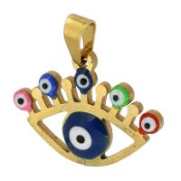 Pendentifs mauvais oeil, Acier inoxydable 304, bijoux de mode & DIY, doré, protéger l'environnement, sans nickel, plomb et cadmium, 22x16x3mm, Trou:Environ 3mm, Vendu par PC