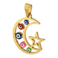 Pendentifs mauvais oeil, Acier inoxydable 304, bijoux de mode & DIY, doré, protéger l'environnement, sans nickel, plomb et cadmium, 19x22x2mm, Trou:Environ 3mm, Vendu par PC