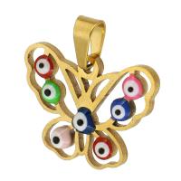 Pendentifs mauvais oeil, Acier inoxydable 304, bijoux de mode & DIY, doré, protéger l'environnement, sans nickel, plomb et cadmium, 20x15x2mm, Trou:Environ 3mm, Vendu par PC