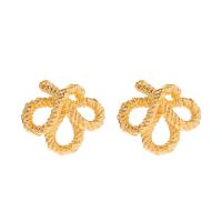 Brass Stud Earring Three Leaf Clover gold color plated fashion jewelry & for woman & hollow golden nickel lead & cadmium free Sold By Pair