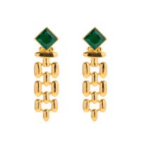 Pendientes de Gota en Latón, metal, con cúbica circonia, chapado en color dorado, Joyería & para mujer, libre de níquel, plomo & cadmio, 12.80x48.40mm, Vendido por Par