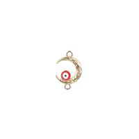 Evil Eye Hangers, Zinc Alloy, Maan, gold plated, DIY & boze oog patroon & glazuur, meer kleuren voor de keuze, nikkel, lood en cadmium vrij, 14x20mm, Verkocht door PC