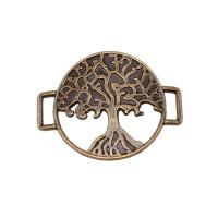 Cink ötvözet csatlakozó, Tree of Life, antik bronz színű bevonattal, DIY & 1/1 hurok & üreges, nikkel, ólom és kadmium mentes, 24x32mm, Által értékesített PC