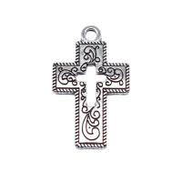 Pendants since Alloy Croise, Sinc Alloy, Cross, dath airgid antique plátáilte, DIY & log, nicil, luaidhe & caidmiam saor in aisce, 14x23mm, Díolta De réir PC