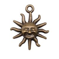 Pendentifs en alliage de zinc, soleil, Plaqué de couleur de bronze antique, DIY, protéger l'environnement, sans nickel, plomb et cadmium, 23x19mm, Vendu par PC