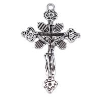 Zinc Alloy Cross Přívěsky, Zinek, Kříž, starožitné barva postříbřená, DIY, nikl, olovo a kadmium zdarma, 29x45mm, Prodáno By PC