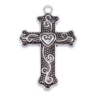 Pendants since Alloy Croise, Sinc Alloy, Cross, dath airgid antique plátáilte, DIY, nicil, luaidhe & caidmiam saor in aisce, 22x33mm, Díolta De réir PC