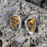 Zinc Alloy Øreringe, Skull, forgyldt, mode smykker & Unisex, nikkel, bly & cadmium fri, 37x16.50mm, Solgt af par