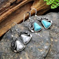 Turquoise Earring Zinc Alloy with turquoise antique silver color plated fashion jewelry & for woman nickel lead & cadmium free Sold By Pair