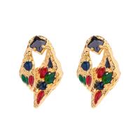 Brass Stud Earring gold color plated fashion jewelry & for woman & enamel nickel lead & cadmium free Sold By Pair