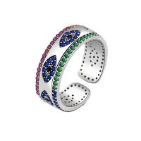 Cúbicos Circonia Micro Pave anillo de latón, metal, chapado en color de platina, Ajustable & micro arcilla de zirconia cúbica & para mujer, color de platina, Vendido por UD