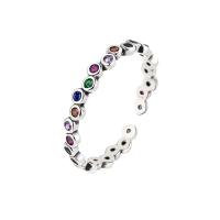 Cúbicos Circonia Micro Pave anillo de latón, metal, chapado en color de platina, Ajustable & micro arcilla de zirconia cúbica & para mujer, color de platina, Vendido por UD