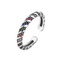 Kubieke Circonia Micro Pave Brass Ring, Messing, platinum plated, Verstelbare & micro pave zirconia & voor vrouw, platina kleur, Verkocht door PC