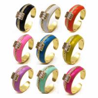 Cubique anneau en laiton Circonia Micro Pave, fade et jamais plaqué de haute qualité, bijoux de mode & pavé de micro zircon & pour femme & émail, plus de couleurs à choisir, 8x23mm, Vendu par PC