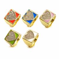 Cubique anneau en laiton Circonia Micro Pave, fade et jamais plaqué de haute qualité, bijoux de mode & pavé de micro zircon & pour femme, plus de couleurs à choisir, 9.50x22mm, Vendu par PC