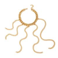 Colar de franja da moda, liga de zinco, with 6cm extender chain, cromado de cor dourada, joias de moda & para mulher, dourado, comprimento 38.5 cm, vendido por PC