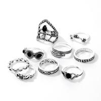 Zinklegering Ring Set, Zinc Alloy, silver plated, mode sieraden & voor vrouw & met strass, twee verschillende gekleurde, Verkocht door Stel