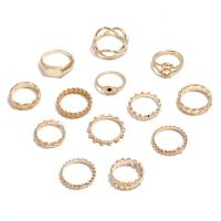 Zinklegering Ring Set, Zinc Alloy, gold plated, 13 stuks & mode sieraden & voor vrouw & met strass, gouden, Verkocht door Stel