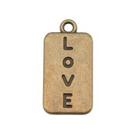 Pendentifs en alliage de zinc, rectangle, Plaqué de couleur de bronze antique, Vintage & DIY, protéger l'environnement, sans nickel, plomb et cadmium, 12x25mm, Vendu par PC