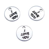 Zink Alloy Tag Charm, Flat Round, antik silver pläterad, Vintage & DIY, nickel, bly och kadmium gratis, 10x10mm, Säljs av PC